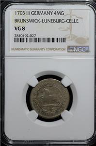 1703 iii, German States, 4 Mariengroschen, Bruns-Lune-Celle, NGC VG8, KM 364