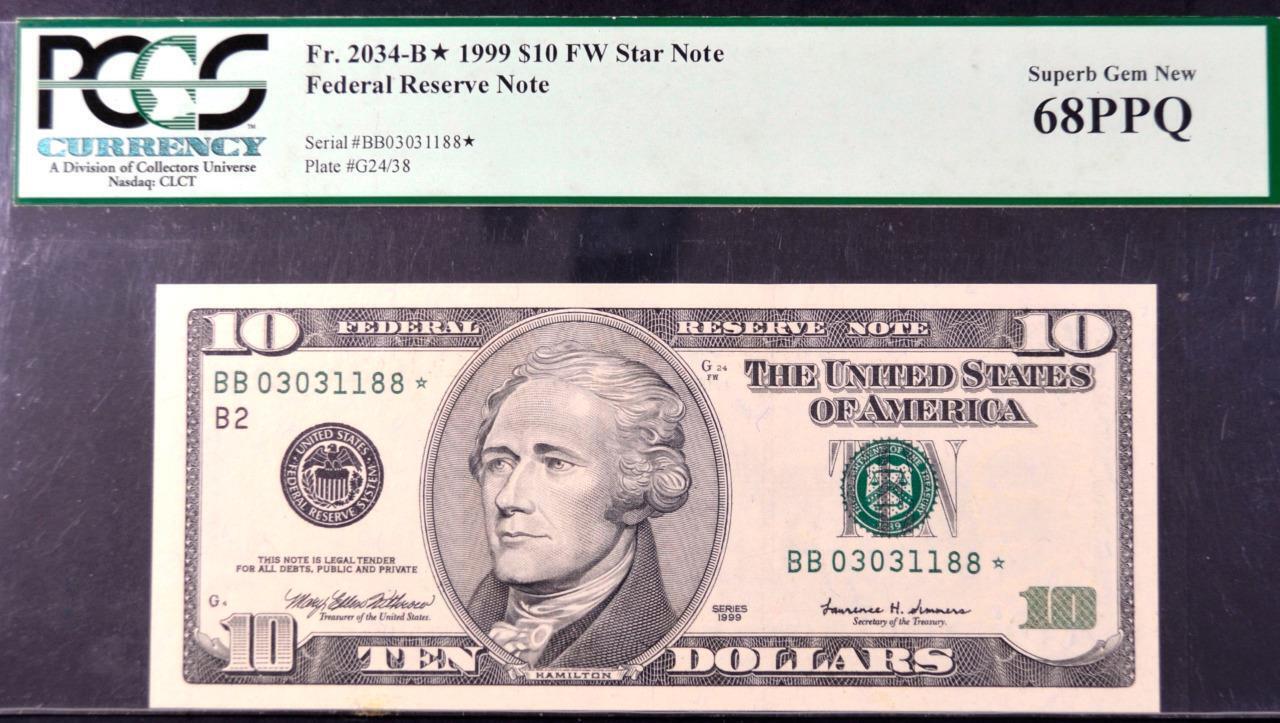 Fr. 2033-B* $10.00 1999 Star Superb Gem New 68 PPQ PCGS