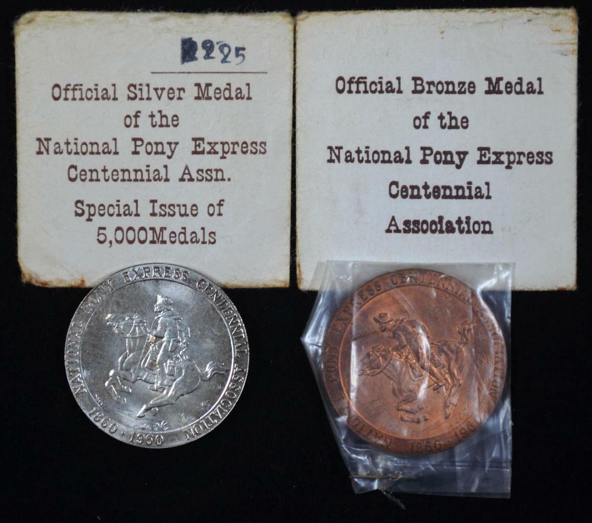 1960 Official Silver and Bronze Medals, National Pony Express Centennial Assn.