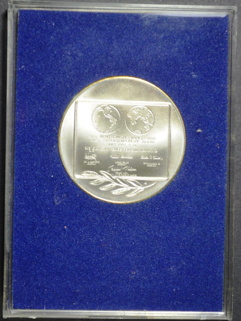 1969 First Step on the Moon Medal Sterling Franklin Mint, Original Packaging
