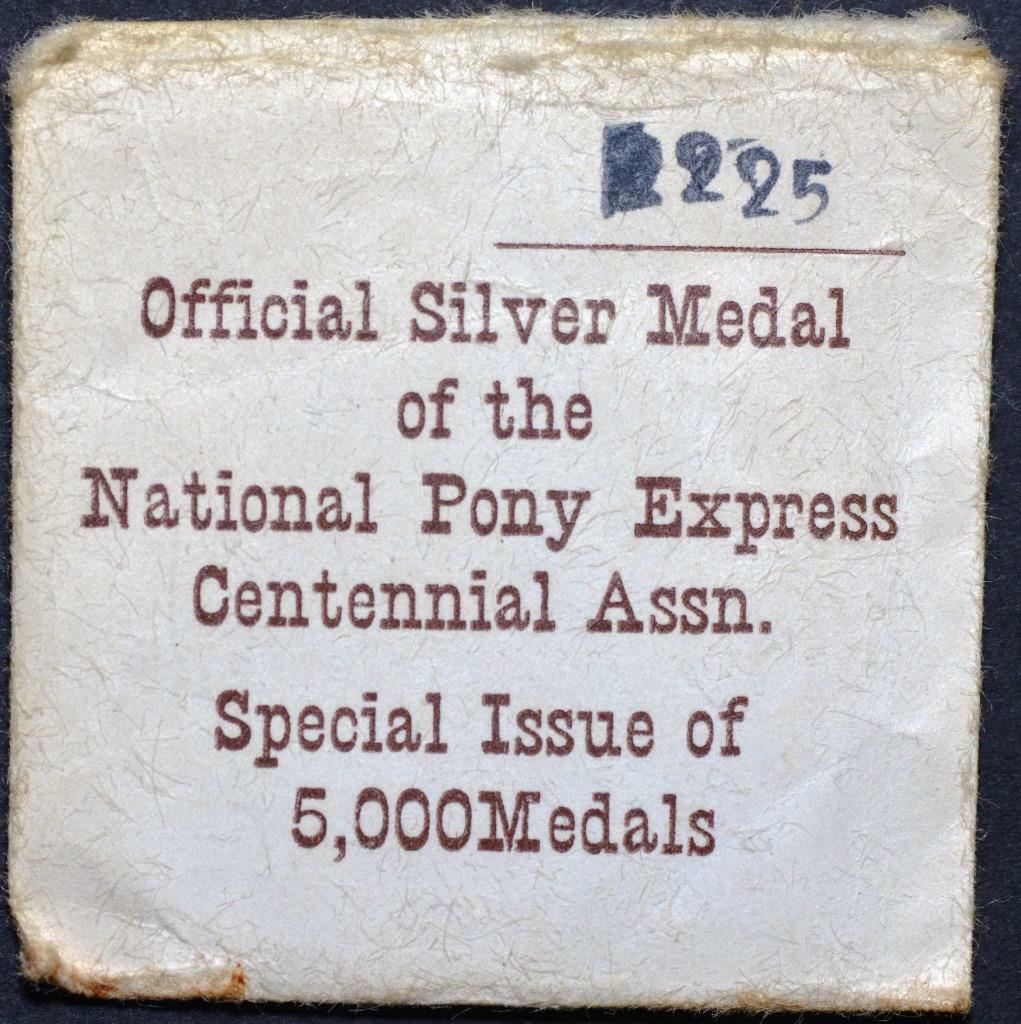1960 Official Silver and Bronze Medals, National Pony Express Centennial Assn.