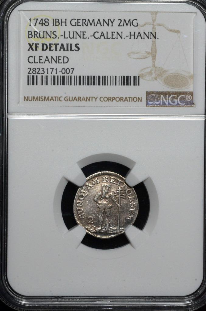 1748, German States, Bruns-Lune-Calen-Hann, 2 MarienGroschen, Wildman XF KM 216