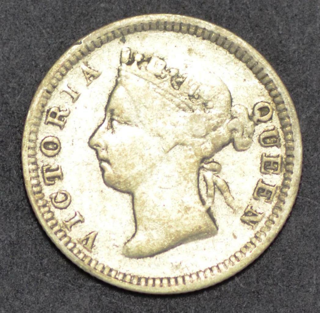1900 H Straits Settlement, 5 Cents, KM# 10, Ships for Free