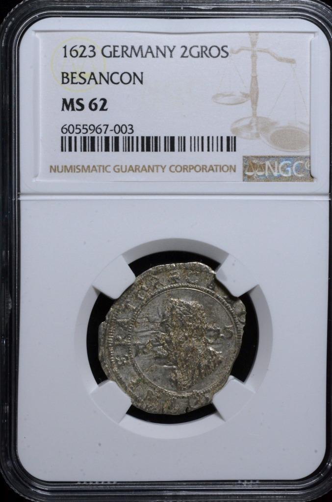 1623 German States, 2 Groschen, Besancon, NGC MS62, KM 20
