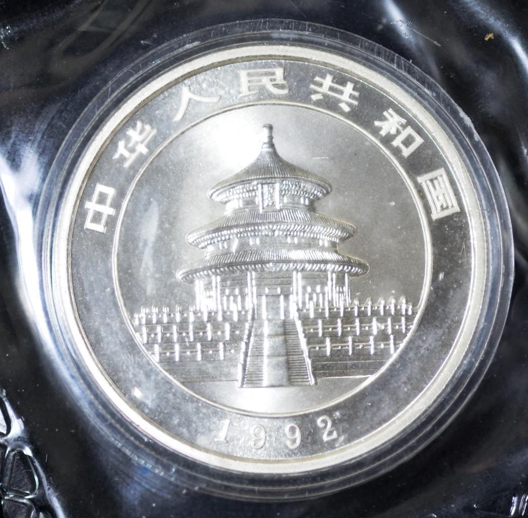 1992 1oz China Panda, Large Date, 999 Fine Silver 10 Yuan, Mint Sealed Packaging