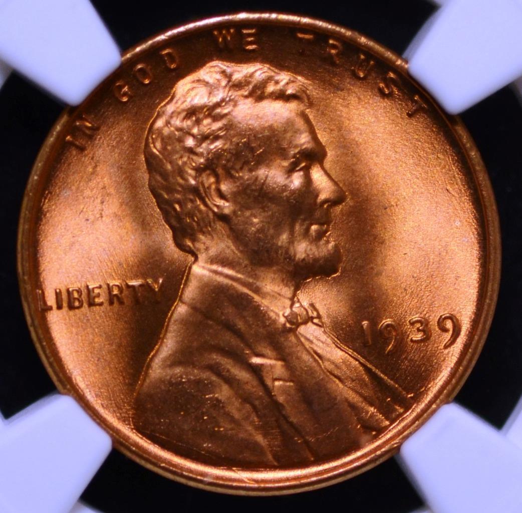 1939 Lincoln Wheat Cent MS67RD Slabbed & Graded by NGC, Free Ship