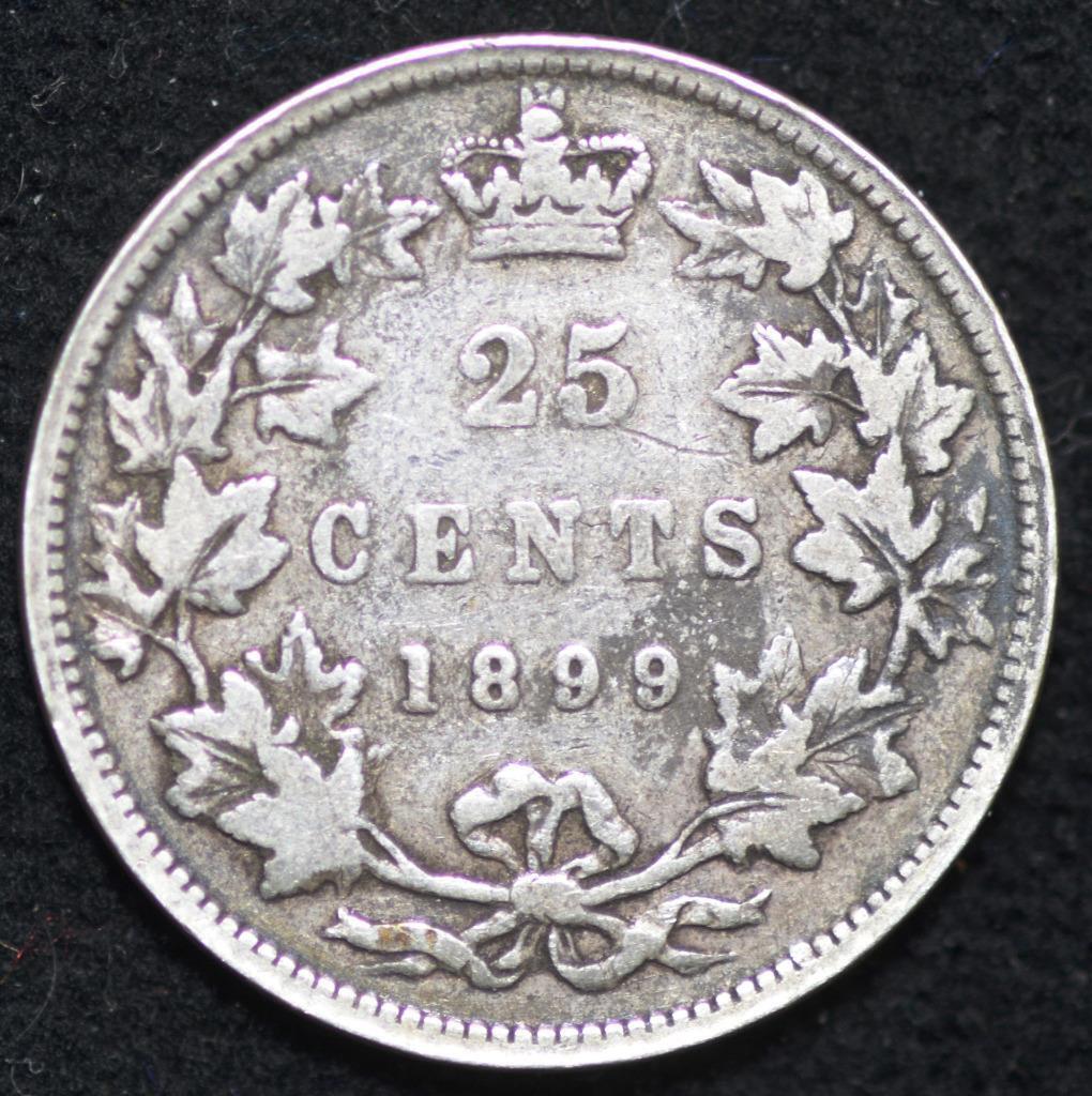 1899, Canada, Victoria, 25 Cents, Royal Mint, Tower Hill, London, KM# 5