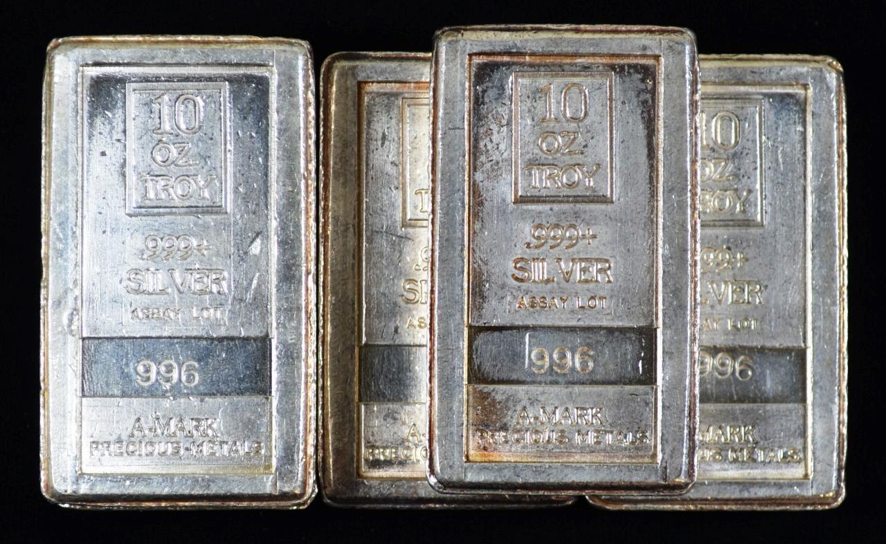 10 Ounce A Mark, A-Mark, Vintage Stackable Bar Silver Bar, Serial Number 996