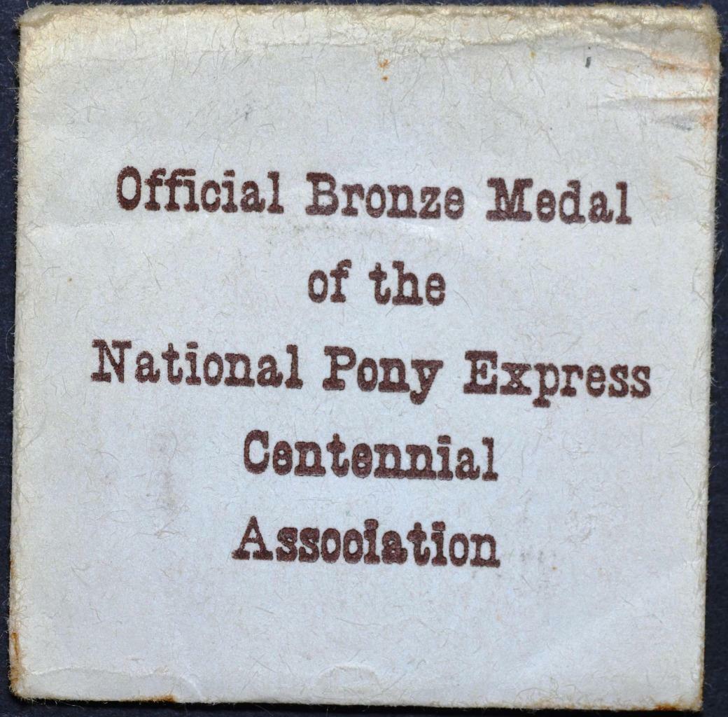 1960 Official Silver and Bronze Medals, National Pony Express Centennial Assn.