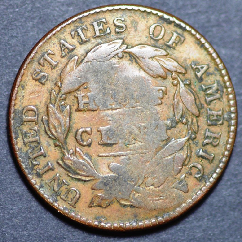 1828 United States, Classic Head Half Cent, Counterstamped, WML, KM# 41