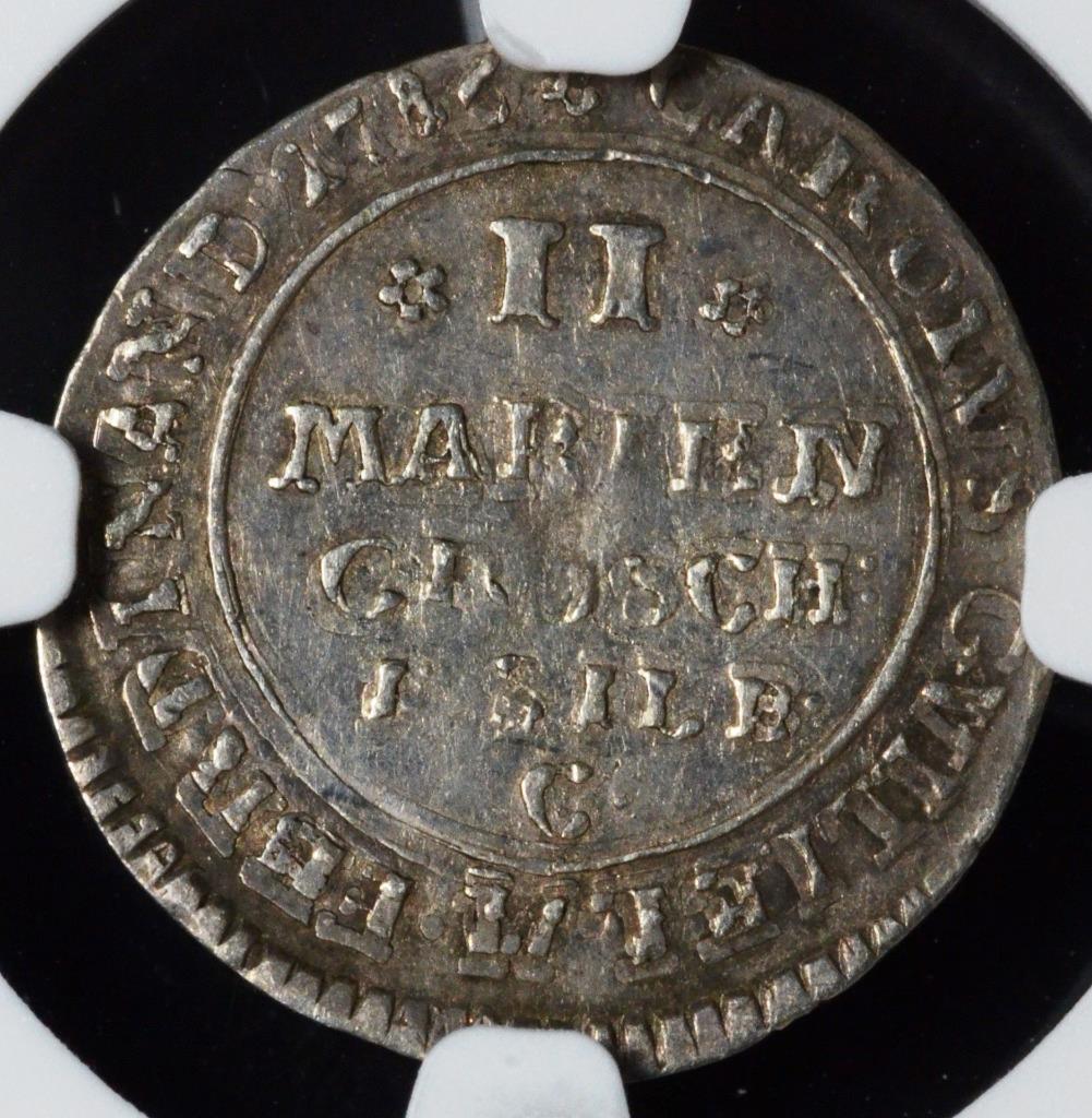 1786 C German States, Brunswick-Wolfenbuttel 2 Mariengroschen, Wildman, AU55 NGC