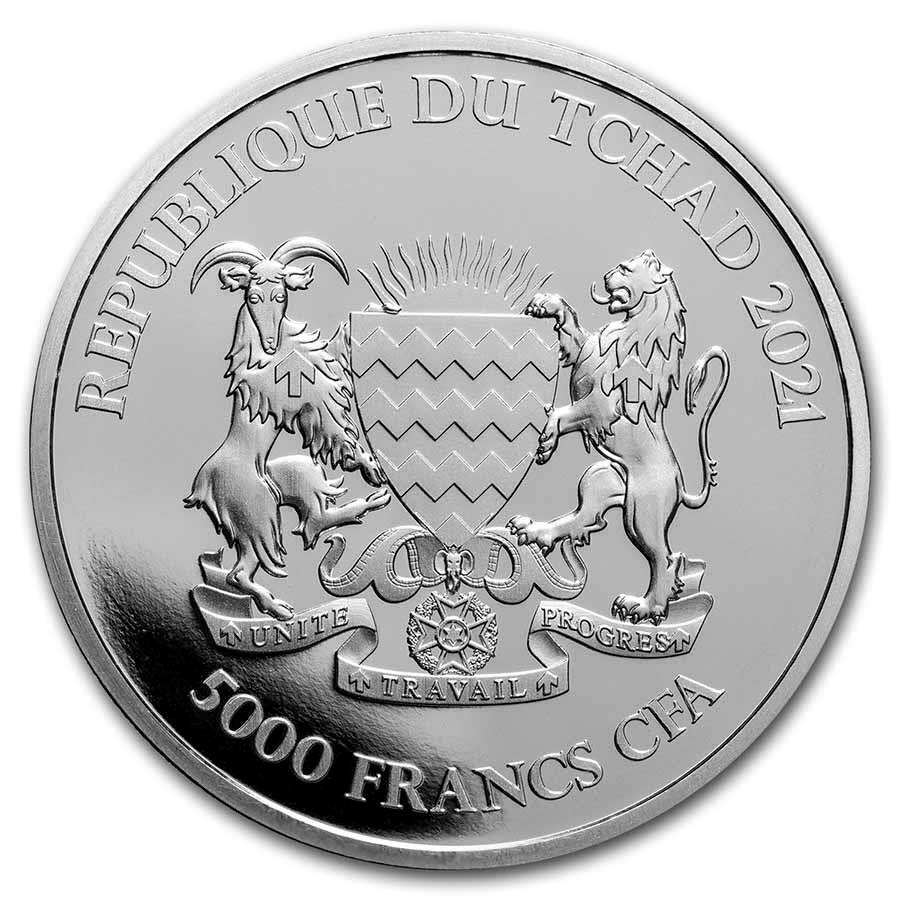 2021 Republic of Chad 1 oz Silver Mandala Animals: Warthog, 5000 Francs, KM# 131