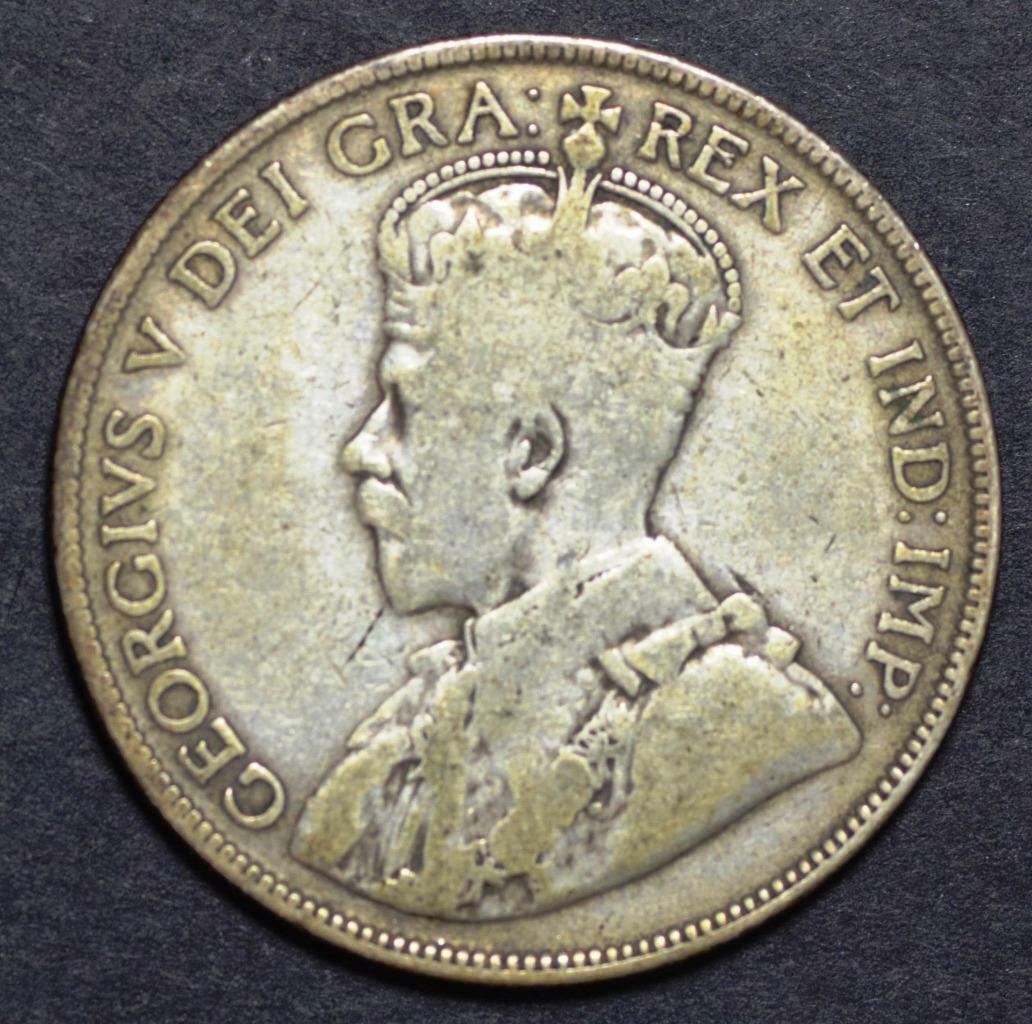 1931, Canada, King George V, 50 Cents, KM# 25a, Ships for Free