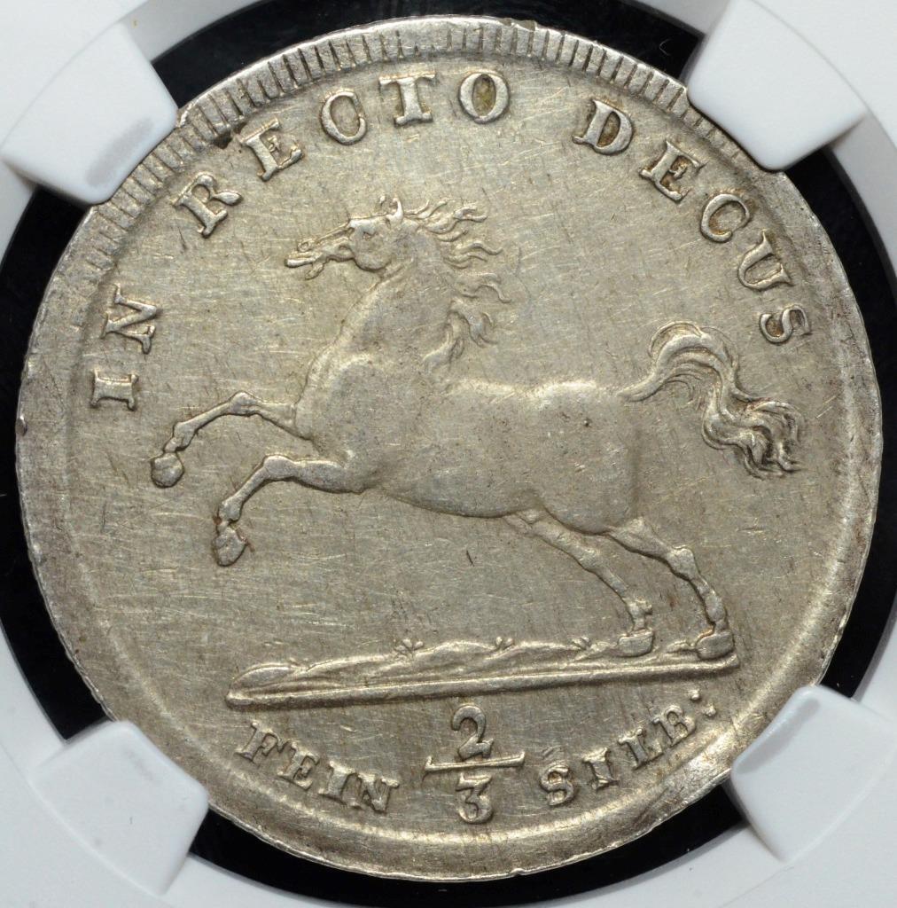 1711 HB German States 2/3 Thaler Bruns-Lune-Calen- Hann, NGC AU Details, KM 48