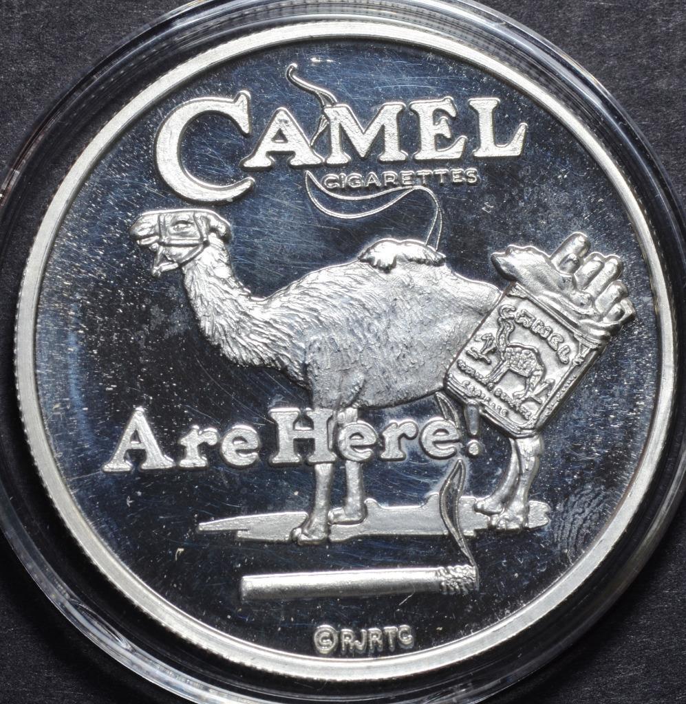 Camel Cigarettes are Here RJ Reynolds, 1oz 999 Fine Silver Advertising Art Round