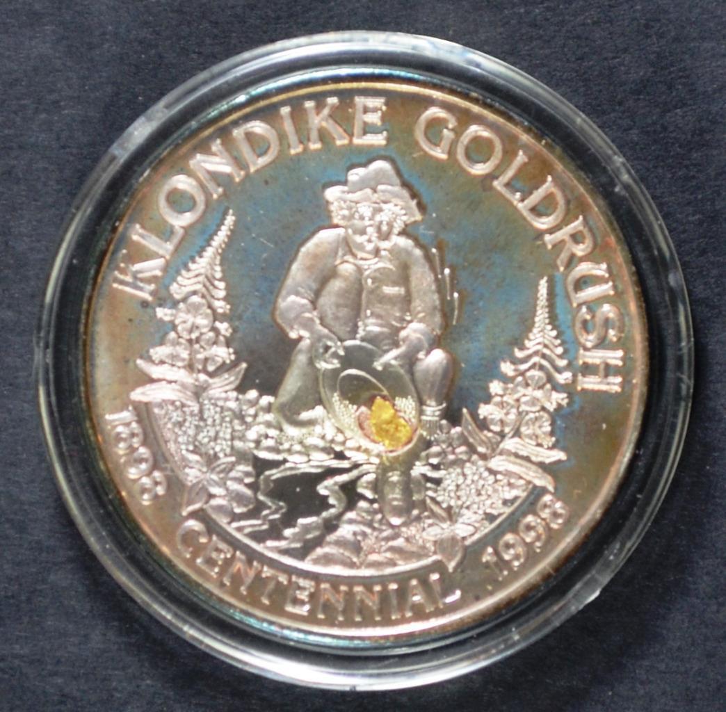 1898 - 1998 Klondike Goldrush Cerntennial, Fine Silver Commemorative Art Round
