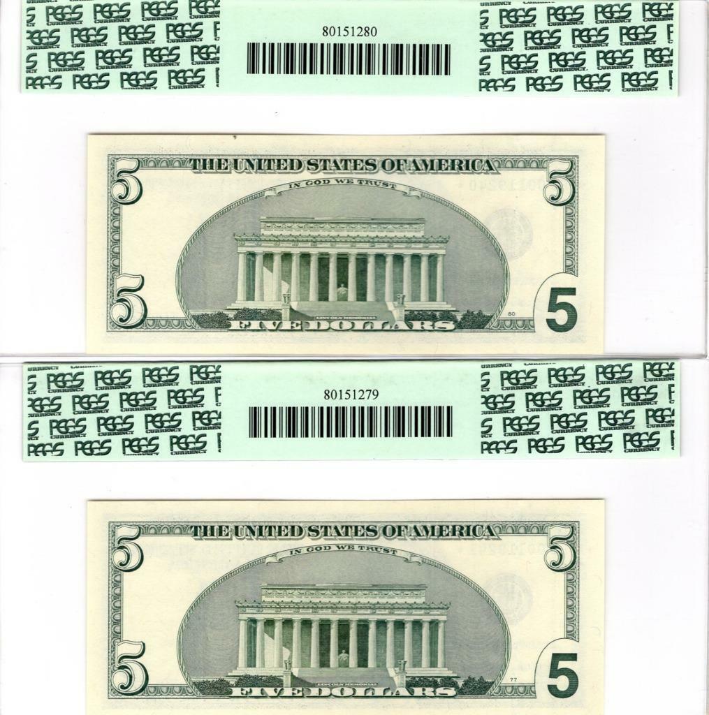 Fr. 1991-G* $5 2003A x2 FW Fed Res Star Note PCGS Superb Gem New 68 PPQ Con SN