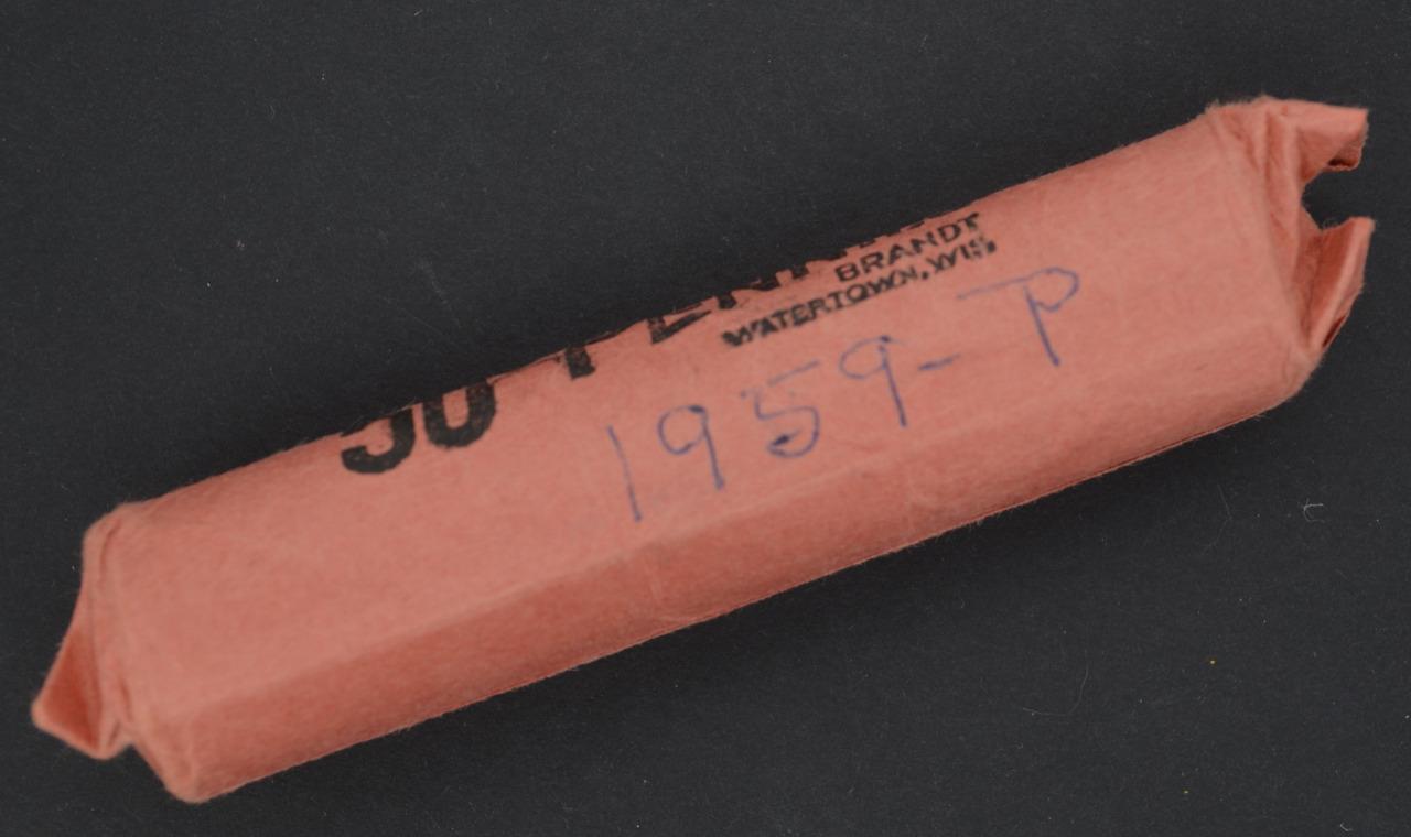 1959 Spectacular Uncirculated Roll of Blazing Copper Lincoln Memorial Cents OBW