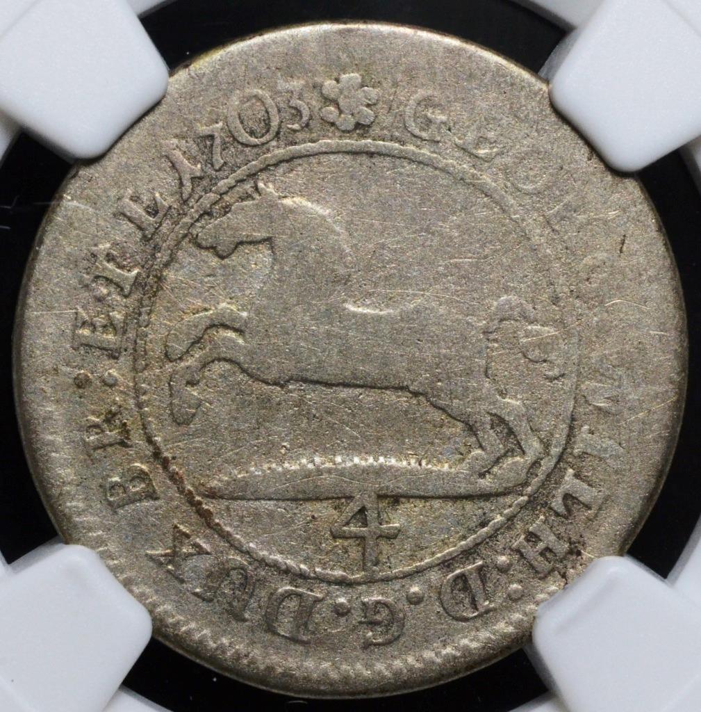 1703 iii, German States, 4 Mariengroschen, Bruns-Lune-Celle, NGC VG8, KM 364