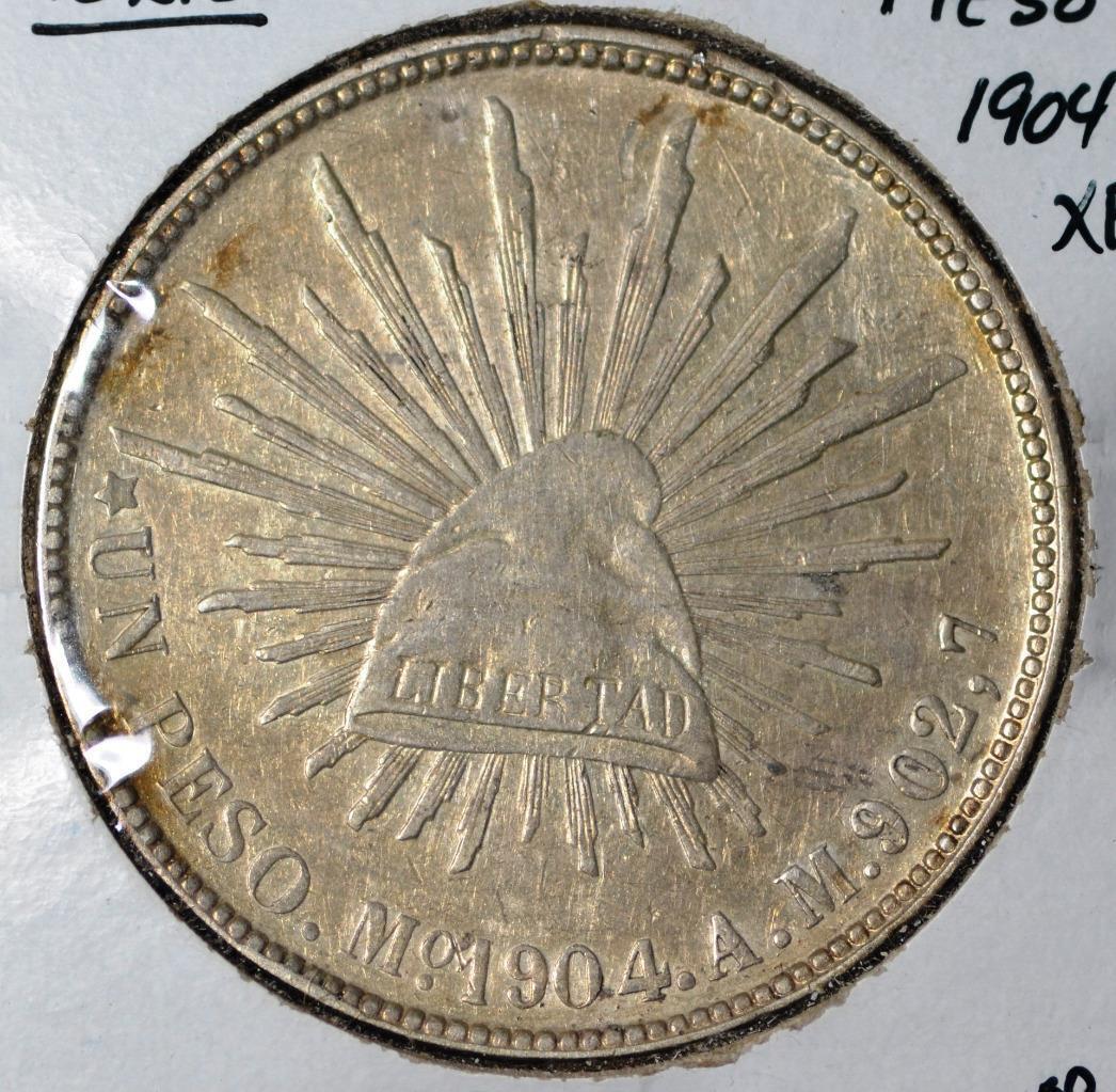 1904 Mo, Mexico City Mint, AM, Mexico, Un Peso, KM 409.2, Free Ship