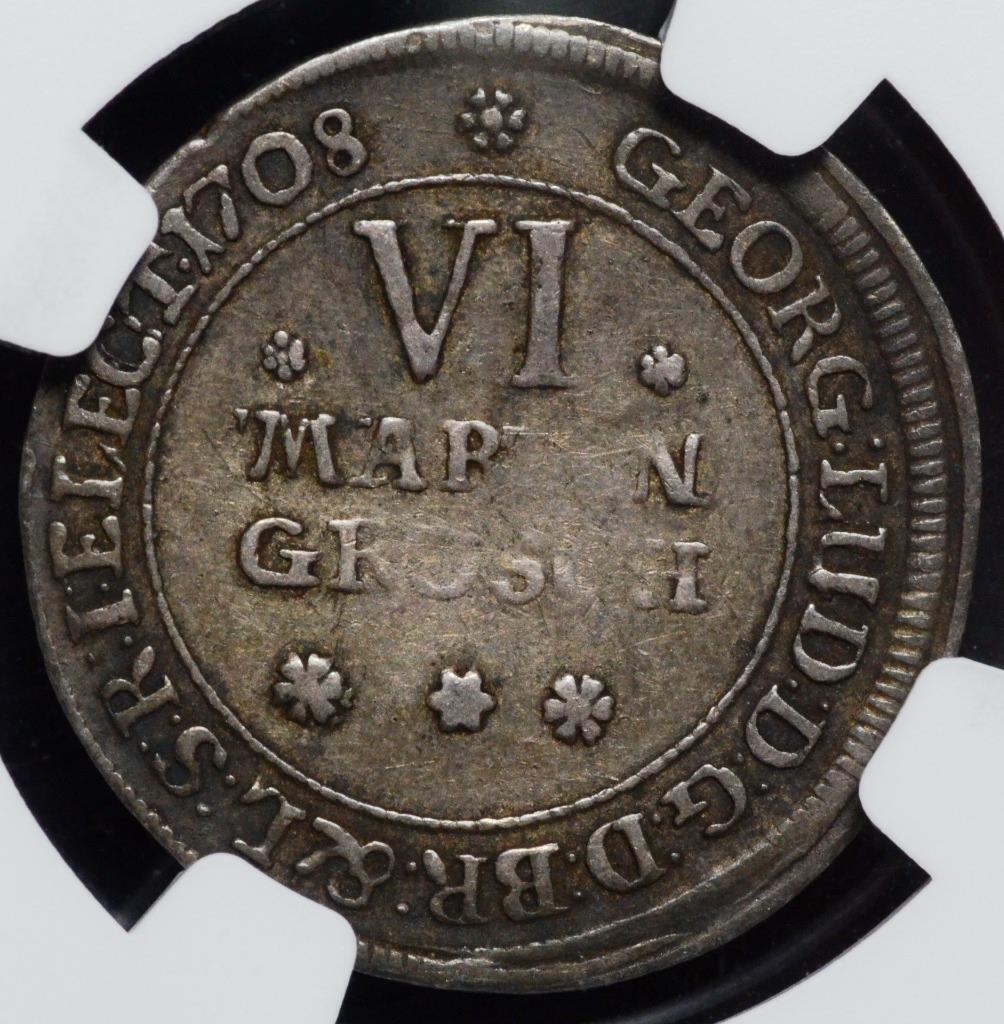 1708 German States 6 MarienGroschen Bruns-Lune-Calen- Hann NGC VF 35, KM 11