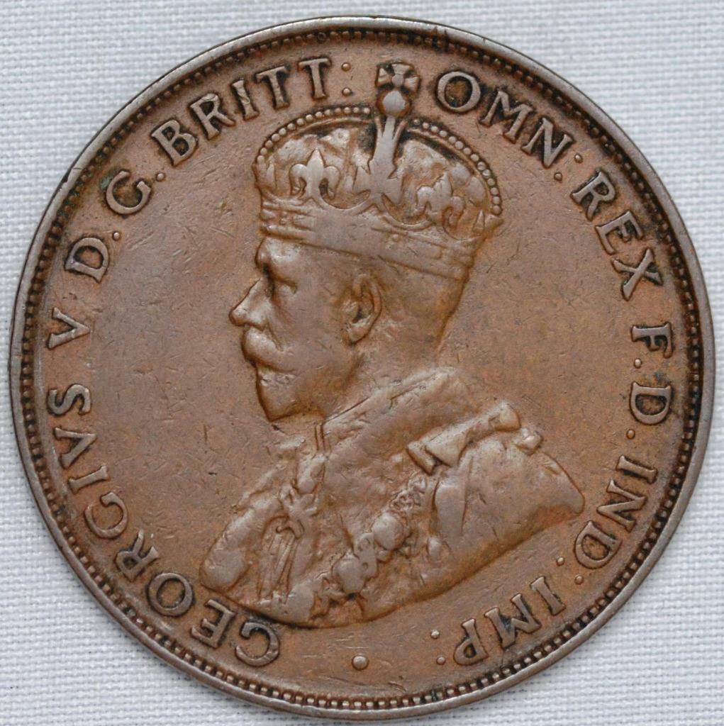 1925 M Commonwealth of Australia, Penny, KM# 23, Rare Date, Ships for Free
