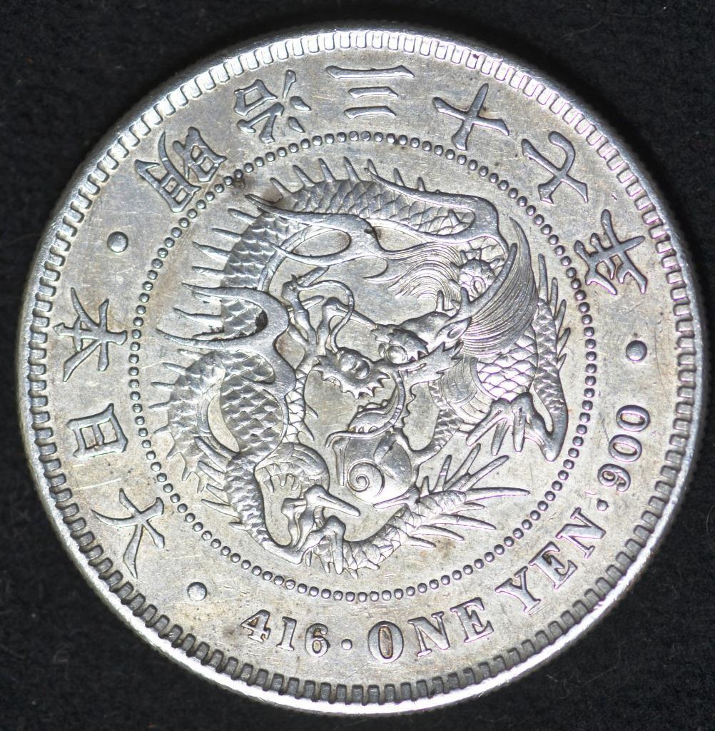 1904 Japan, Year 37 of Meiji Era, Yen, Dragon, Y# 25.3, Ships for Free