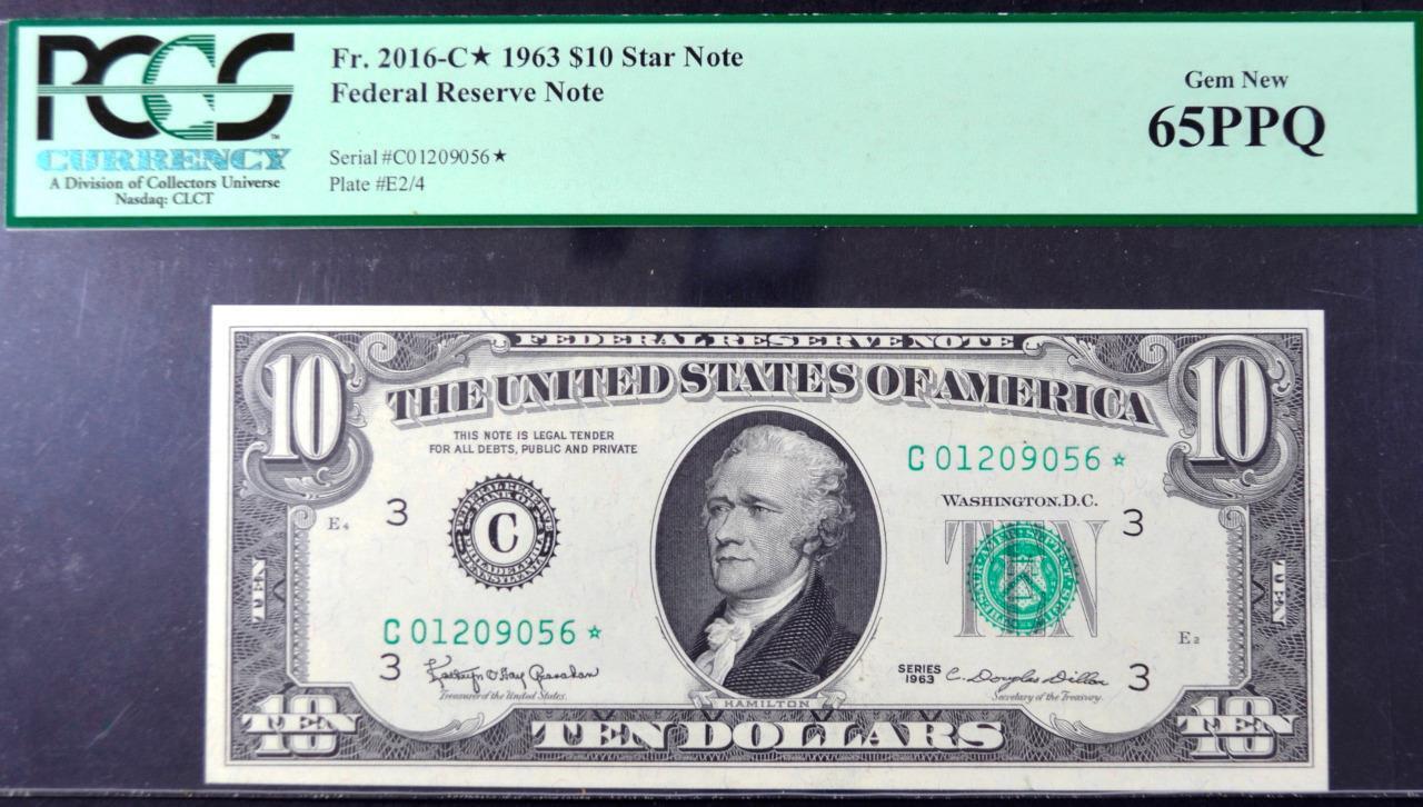Fr. 2016-C* $10.00 1963 Star Gem New 65 PPQ PCGS