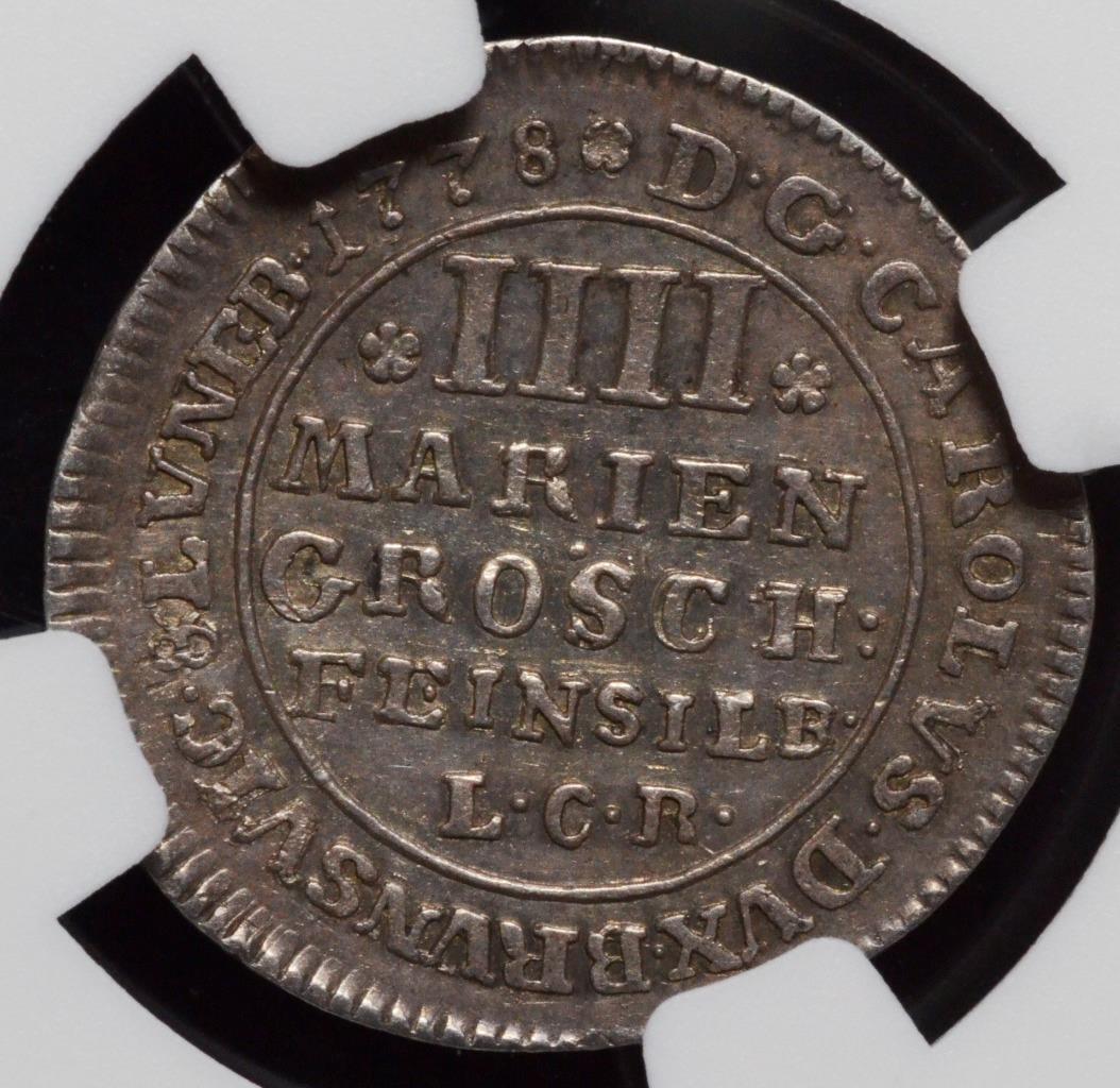 1778 LCR, German States, Brunswick-Wolfenbuttel 4 MarienGroschen KM 346 XF45 NGC