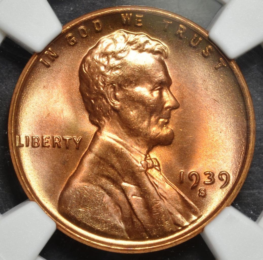 1939-S Lincoln Wheat Cent MS67RD Slabbed & Graded by NGC, Free Ship