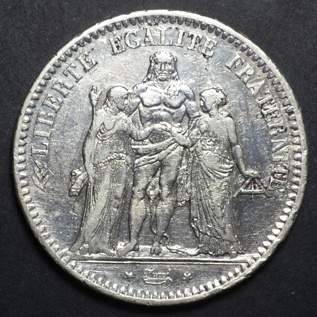 1848 A France, Paris, 5 Francs, 900 Silver, KM# 756.1, Ships Free