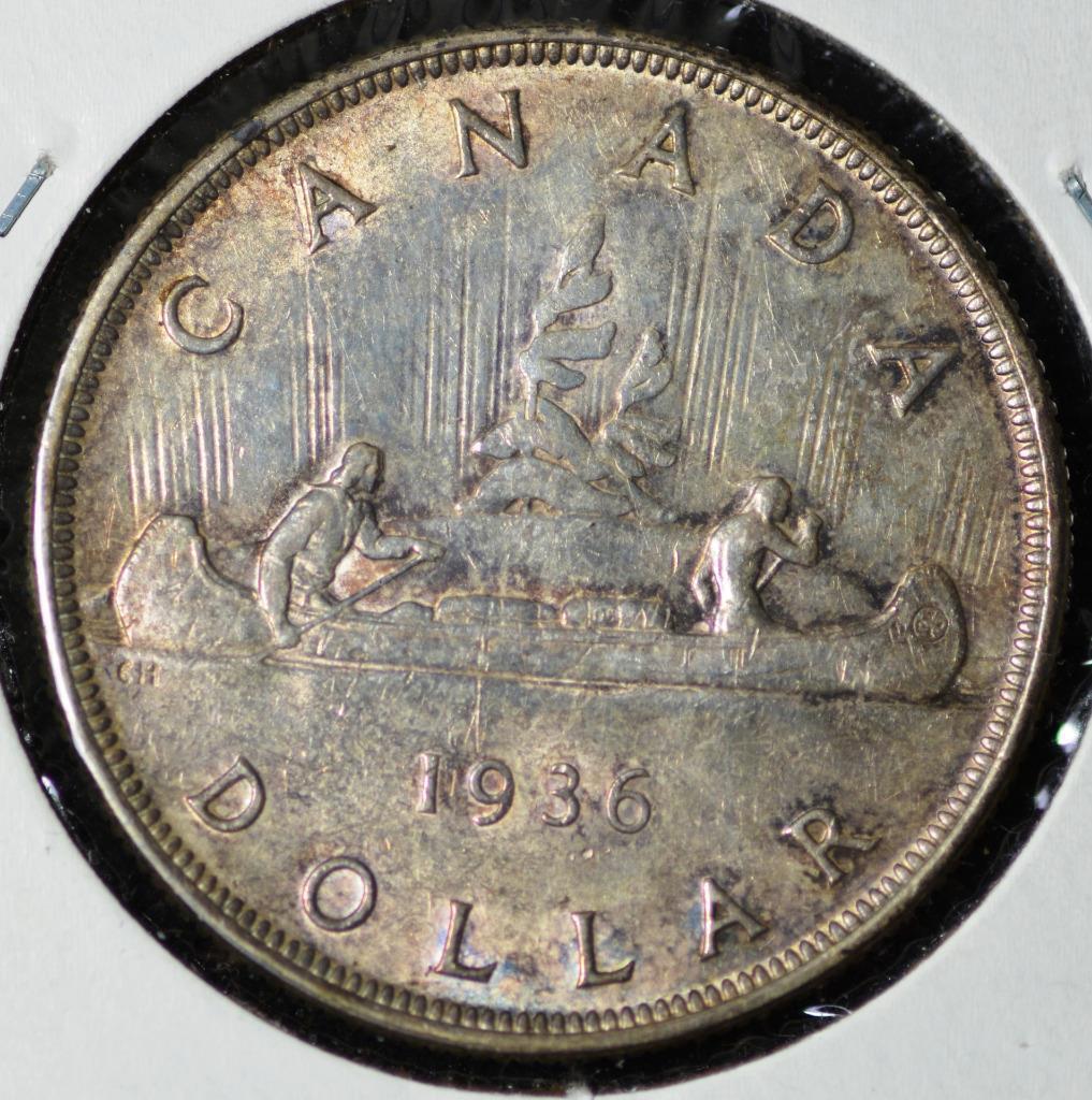 1936 Canada Dollar in Excellent Condition, 800 Silver, 0.6 oz, KM 31, Free Ship