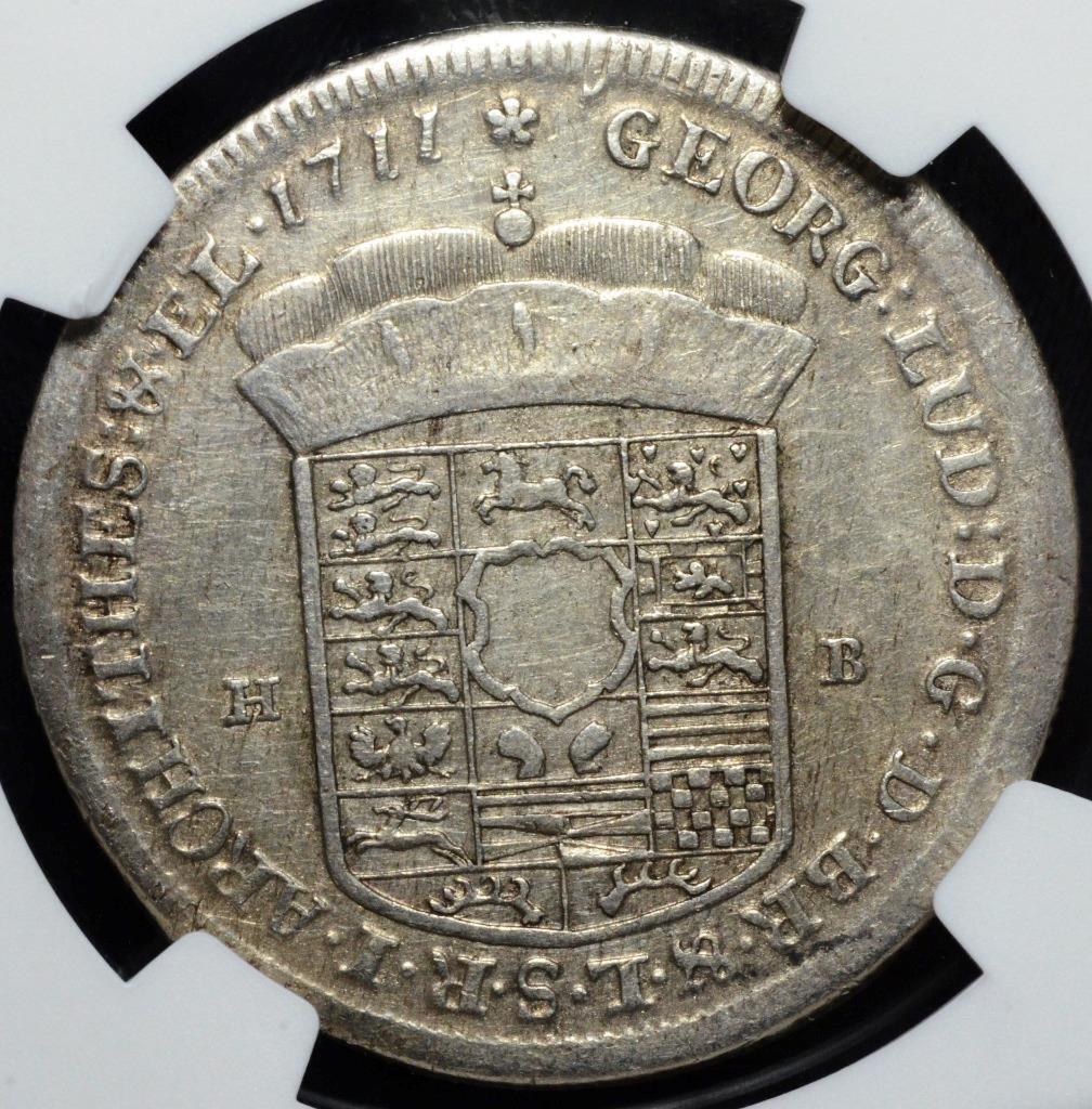 1711 HB German States 2/3 Thaler Bruns-Lune-Calen- Hann, NGC AU Details, KM 48