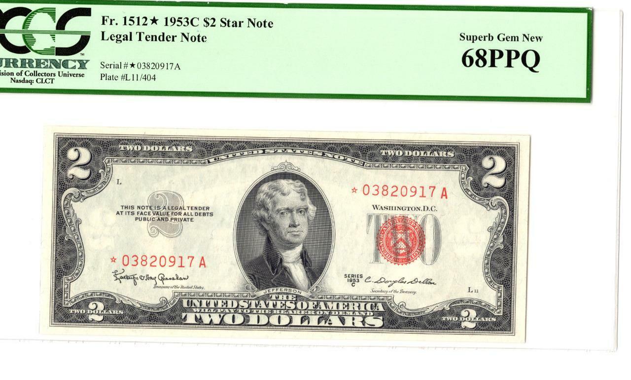 1953C $2 Legal Tender Fr# 1512* Superb Gem Unc 68 PPQ PCGS