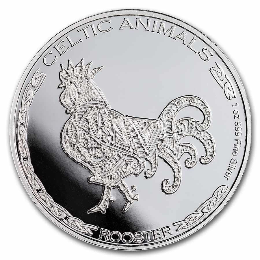 2022 Chad 1 oz Silver Celtic Animals: Rooster, 500 Francs, KM# 163