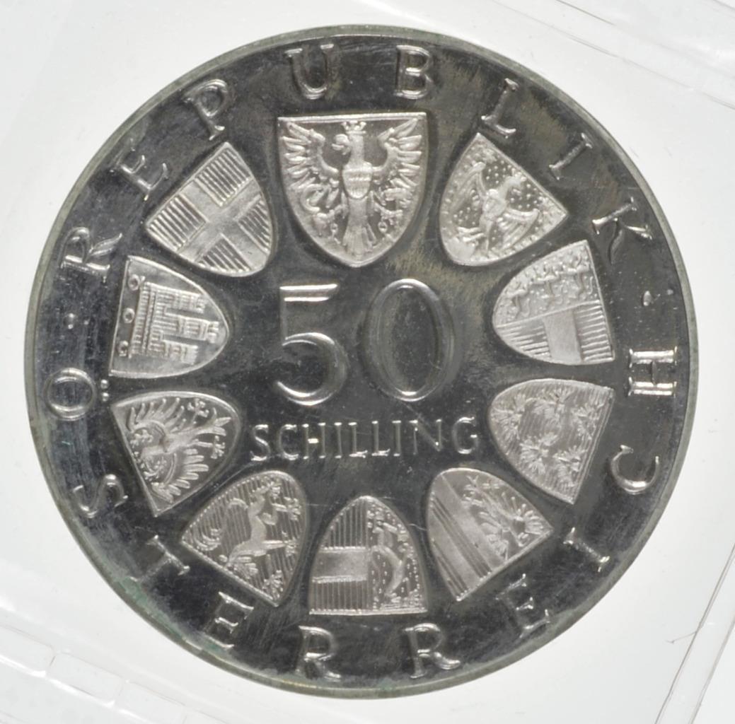 1974 Austria Proof 50 Schilling, Vienna International Garden Expo Commemorative