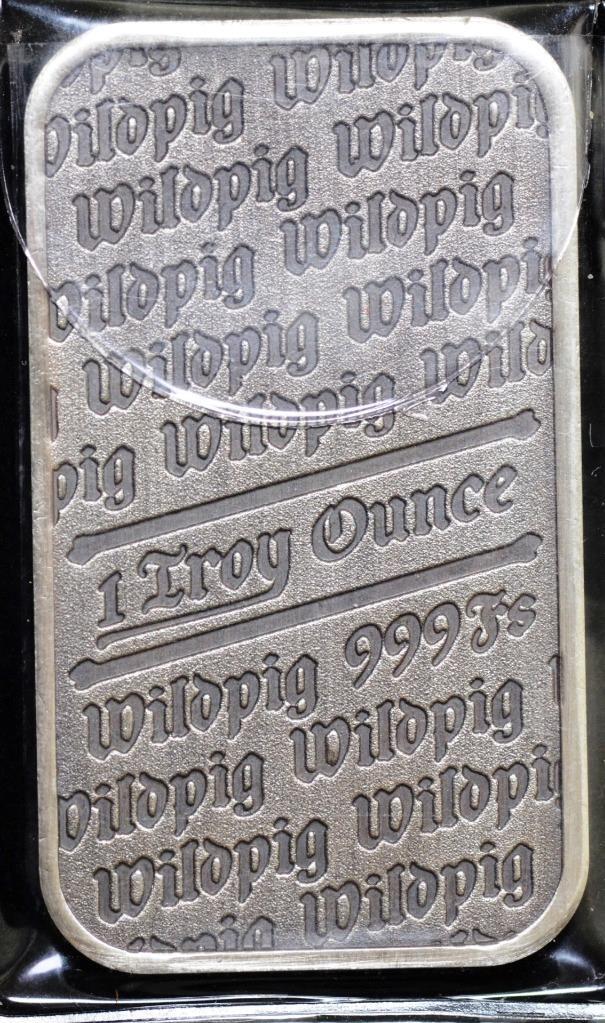 I LOVE BOOTY Wildpig 1oz .999 Silver Antiqued Finish Art Bar Pirate Skull