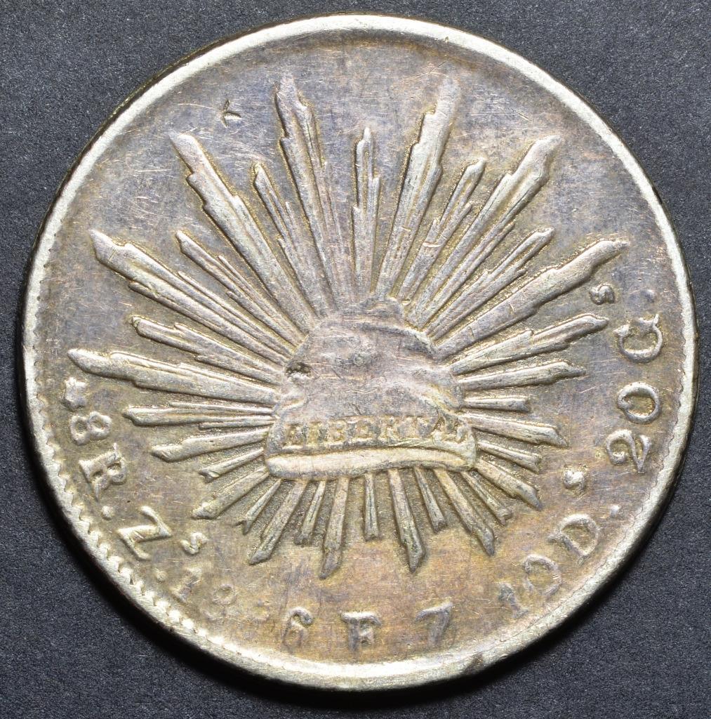1886 Zs, Zacatecas Mint, FZ, Mexico 8 Reales KM 377.13, Free Ship