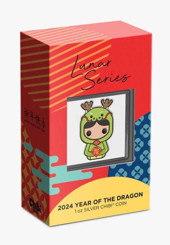 2024 Niue $2, Lunar Series, Year of the Dragon, 1oz Silver, Chibi Coin, NZ Mint