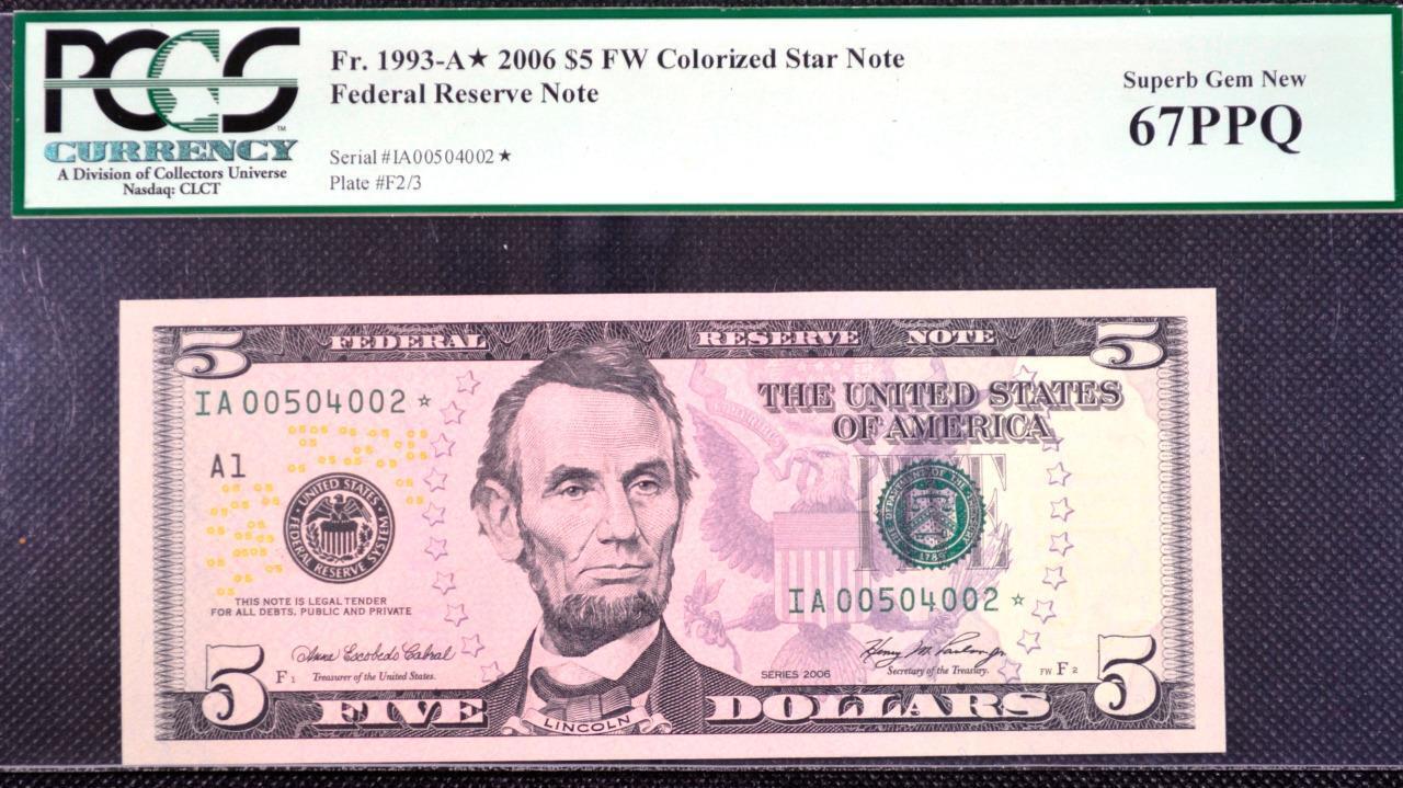 Fr. 1993-A* $5.00 2006 star Superb Gem New 67 PPQ PCGS Free Ship