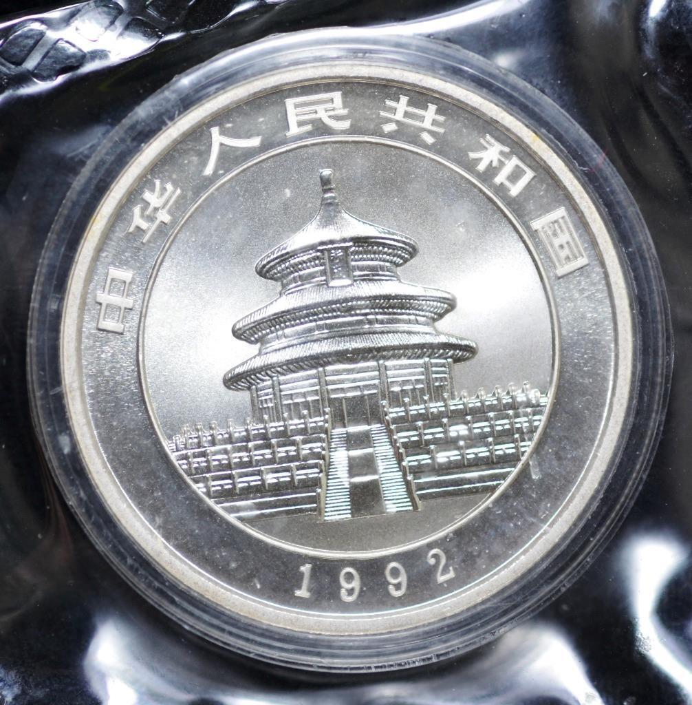 1992 1oz China Panda, Large Date, 999 Fine Silver 10 Yuan, Mint Sealed Packaging
