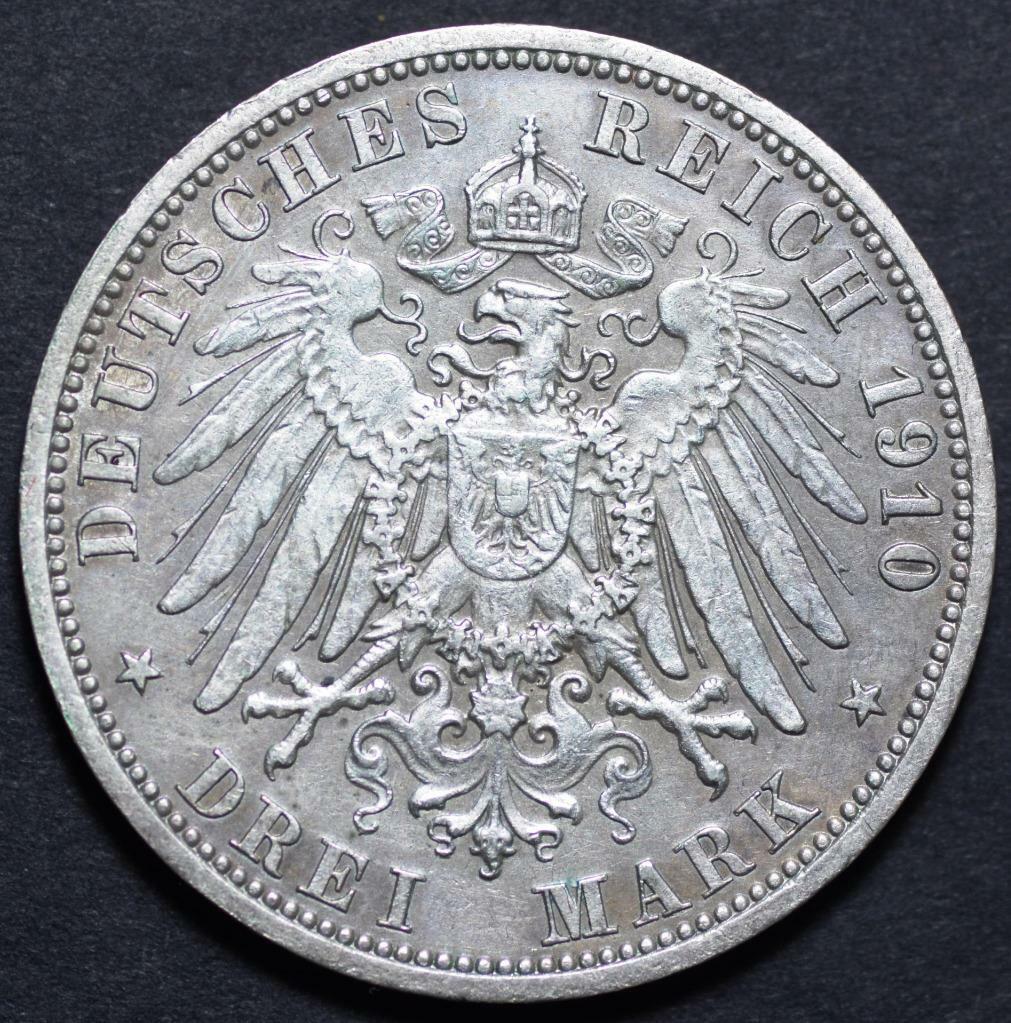 1910 A German States Saxe Weimar Eisenhach Wilhelm Ernst Duke's Marriage, 3 Mark