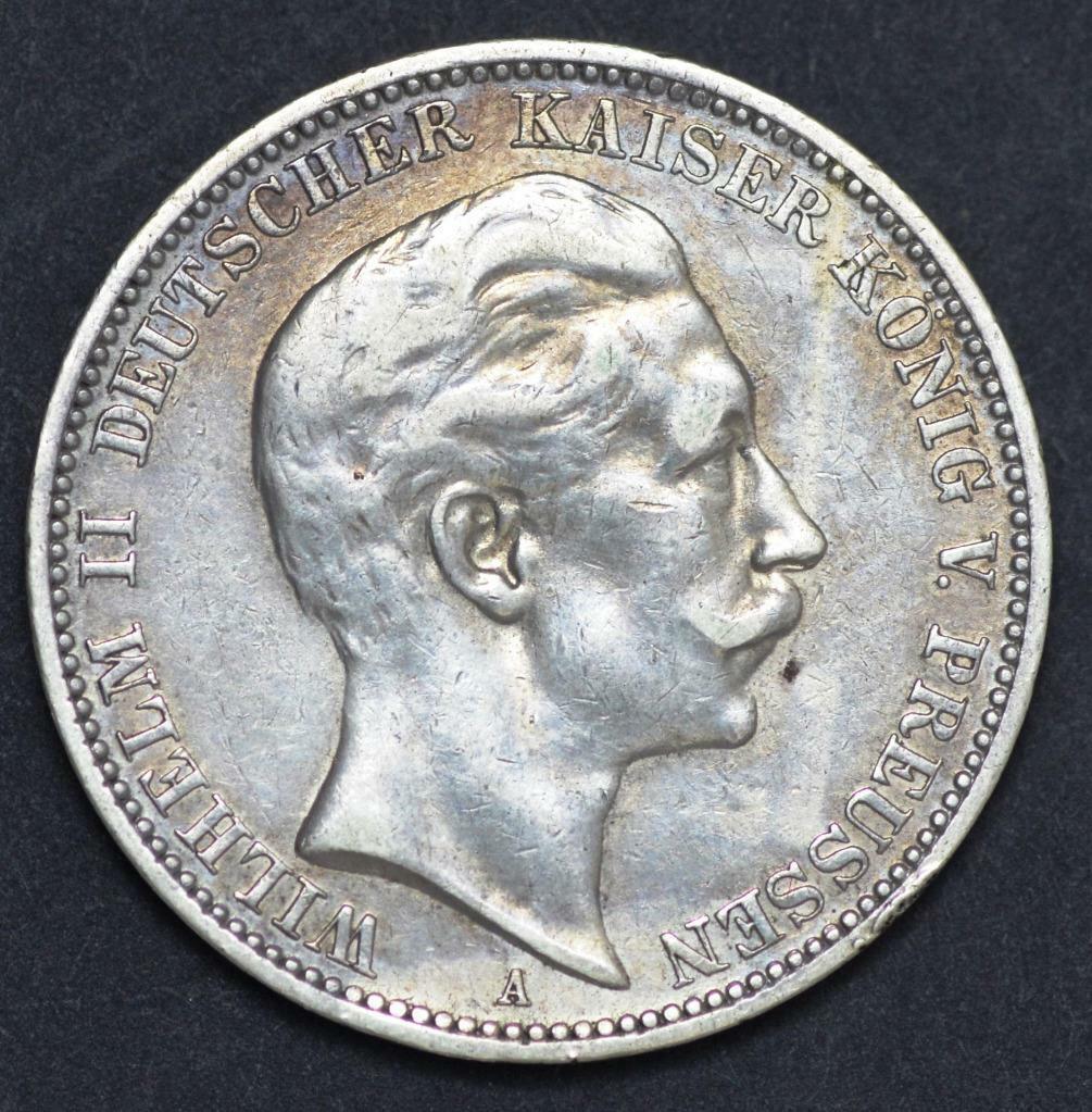 1910 A, German States Prussia 3 Mark KM #527, Ships for Free