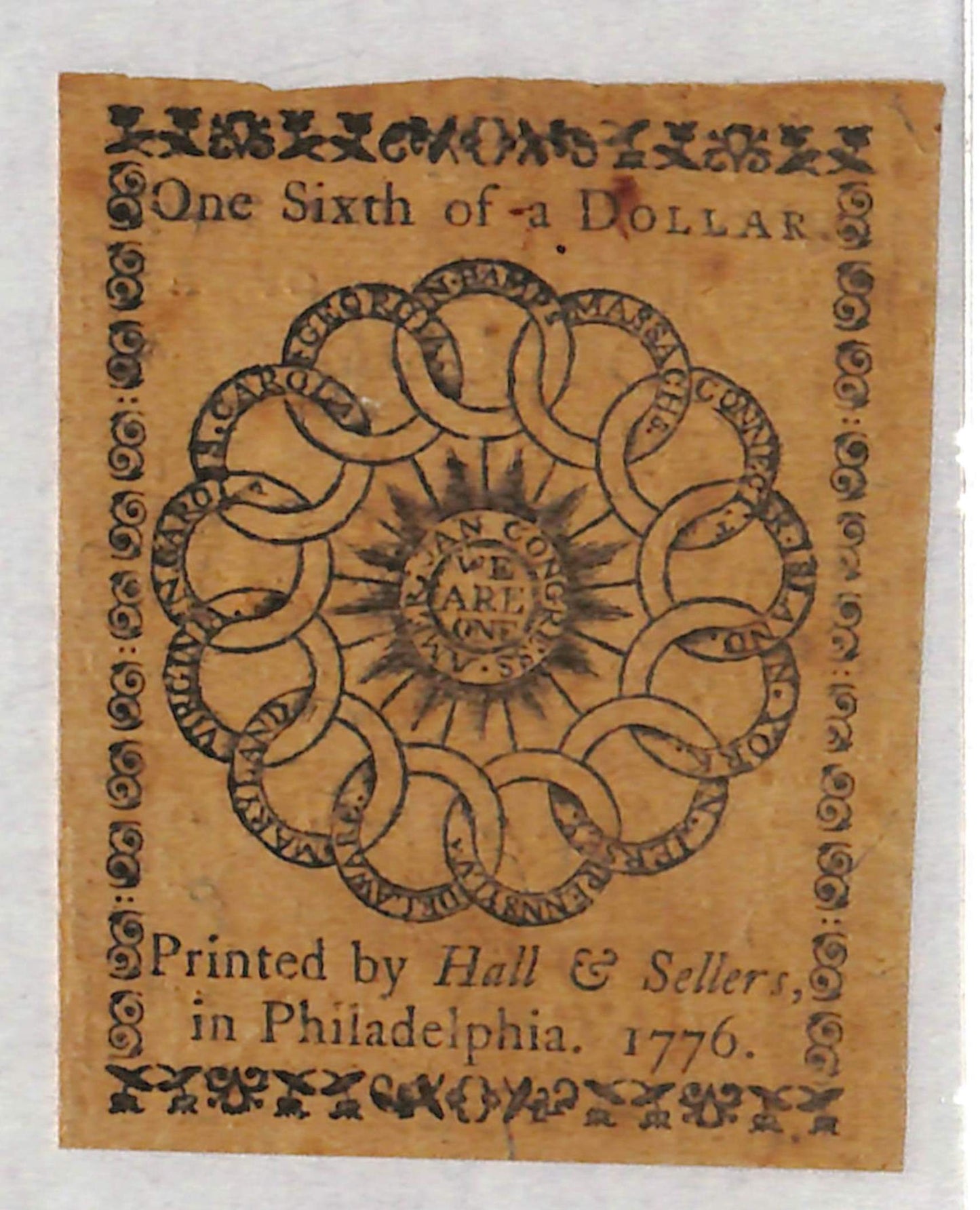 Feb 17 1776 FUGIO CONTINENTAL CURRENCY CC-19 $1/6 DOLLAR-PCGS XF 40