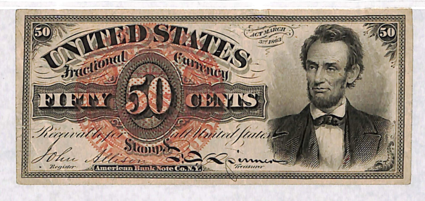 50 Cents 4th Issue Fractional Currency AU55 PMG FR1374