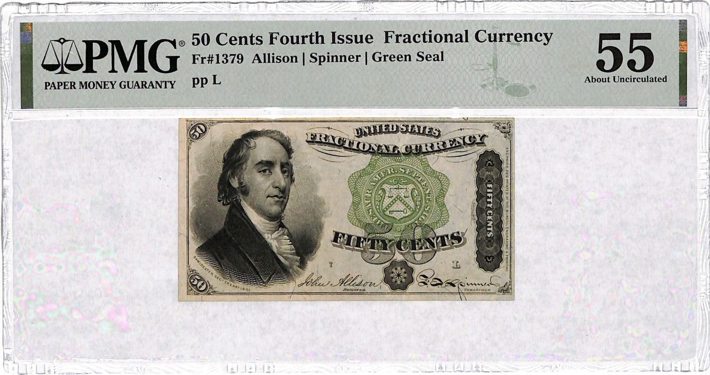 50 Cents 4th Issue Fractional Currency AU-55 PMG