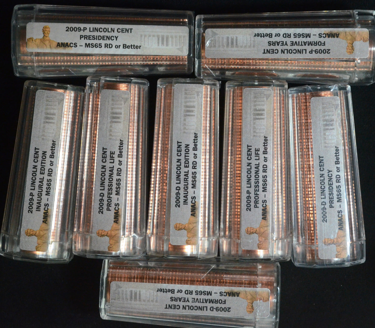 2009 P&D Lincoln Cent Bicentennial 8 Roll Complete Set ANACS Certified MS65 RD or Better