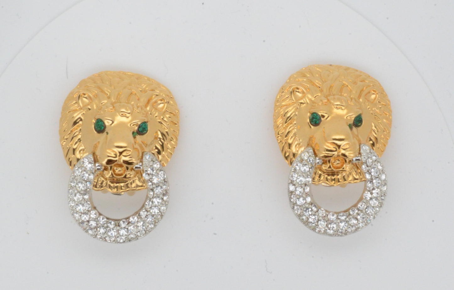 Kenneth Jay Lane KJL Lion Door Knocker Earrings