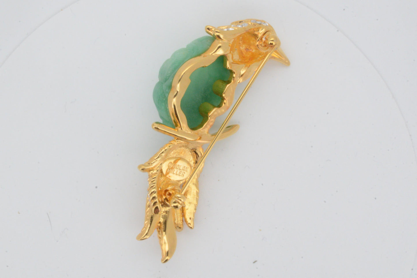 Nolan Miller Faux Jade Bird Brooch