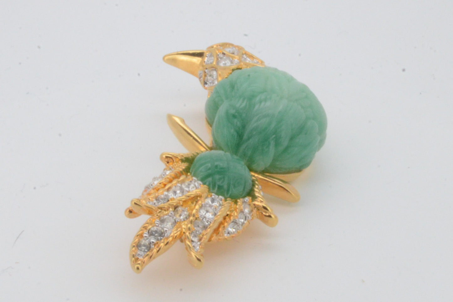 Nolan Miller Faux Jade Bird Brooch